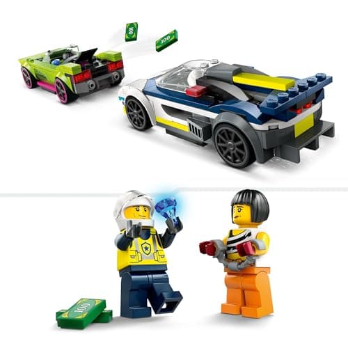 LEGO City La Course-Poursuite entre la Voiture de Police et la Super Voiture, Jouet Imaginatif et de Rôles, Minifigurines d'Agent et Voleuse, Cadeau pour Garçons et Filles Dès 6 Ans 60415 - Image 6