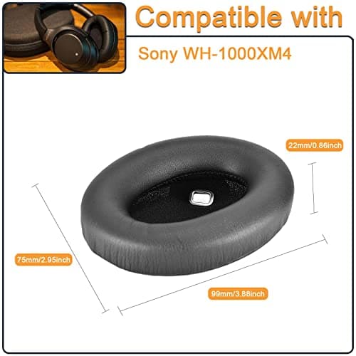 Replacement Ear Pads for Sony WH-1000XM4 Headphones Earpads Compatible with WH1000XM4 with Softer Protein Leather, Memory Foam, Noise Isolating, Black - Image 3