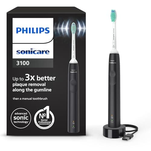 Philips Sonicare 3100, Brosse à dents électrique sonique, capteur de pression et minuterie, noir, modèle HX3671/14 - Image 3
