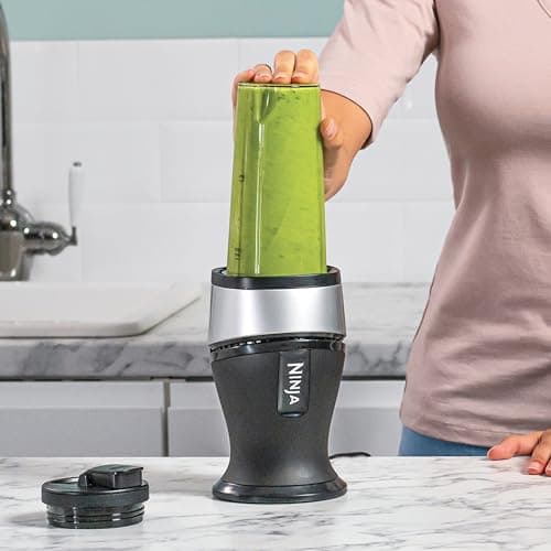 Ninja 700W Slim Blender and Smoothie Maker, 2x 470ml Cups with Spout Lids, Personal Blender, Crushes Ice and Frozen Fruit, Silver/Black QB3001EUS - Image 7