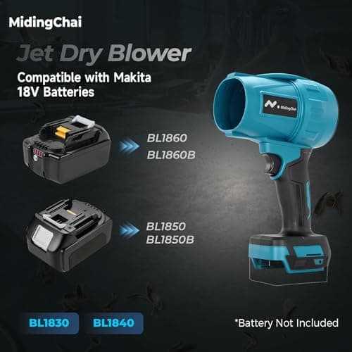 Multifunctional Battery Blower, Compatible with Makita 18V, 32000 RPM, Powerful Cordless Mini Blower, Pressure 500 g, for Removing Leaves, Snow, Dust (without Battery) - Image 3