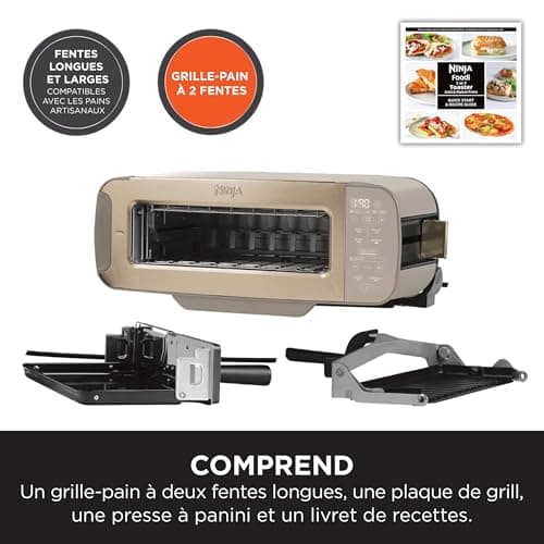 Ninja Foodi ST202EUSTGD 3-in-1 Toaster, Grill and Panini Press, 7 Cooking Functions, Includes Panini Press, Baking Tray and Crumb Tray, Stone/Gold, ST202EUSTGD - Image 3