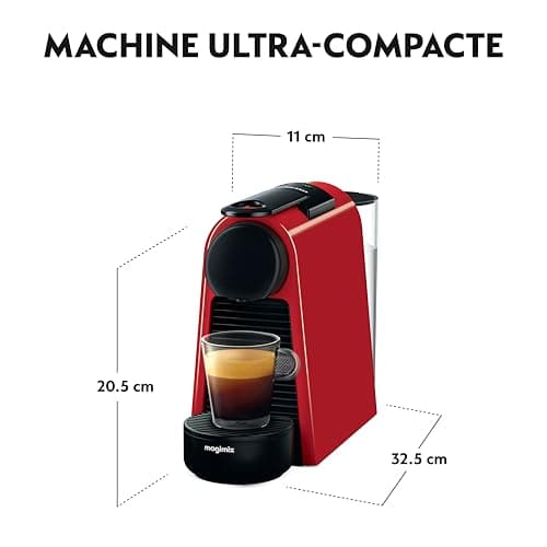 Nespresso Essenza Mini Coffee Machine, Magimix Red with Nespresso Original - Bundle 50 Capsules - Image 3