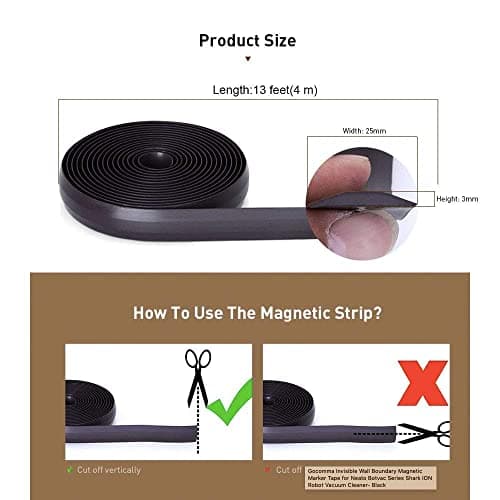 Bandes de Délimitation Magnétiques pour Aspirateur Robot - Compatible avec Neato, Shark ION IQ (750/871/761 /R85), Xiaomi Roborock S5 - Longueur 4m - Couleur Noir - Image 7