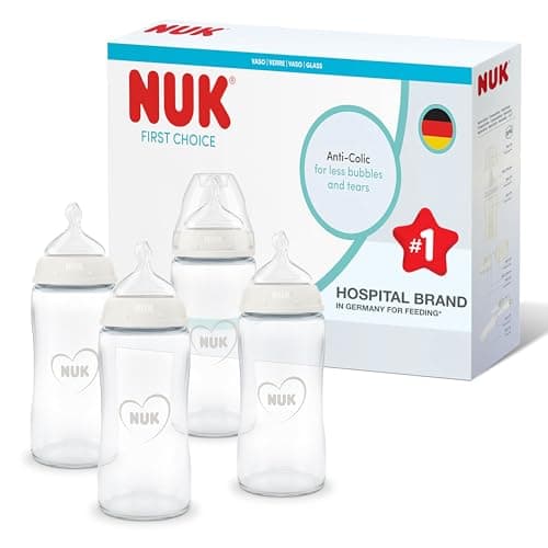 NUK First Choice Baby Bottles | 0+ Months | 240ml | Anti-Colic Bottle | Glass | Temperature Control Indicator | Pack of 4 - Image 2