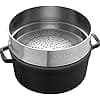 STAUB Cast Iron Round Casserole Dish with Steamer 24cm Black - Image 3
