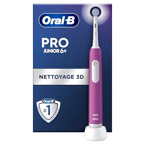 Oral-B Pro Junior Children's Electric Toothbrush, Effective yet Gentle Cleaning for Sensitive Teeth, Good Dental Hygiene For Children 6 Years +, 1 Charger, 1 Round Brush, Purple - Image 2