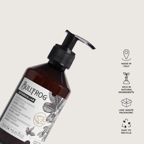 Bullfrog Nourishing Repair Shampoo 250 ml - Shampoo for Hair and Beard - Soothing and Revitalizing Properties - Soft and Gourmet Notes - Made in Italy. - Image 3