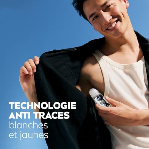 NIVEA MEN Déodorant Bille Invisible For Black & White Power (1 x 50 ml), déodorant homme anti-traces blanches et jaunes, anti-transpirant aisselles protection 72 h - Image 7
