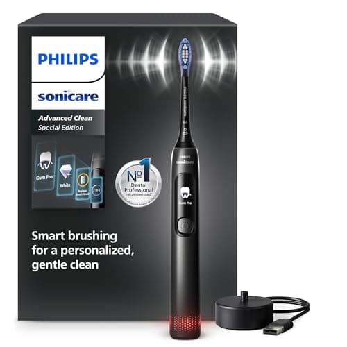 Brosse à dents électrique Philips Sonicare AdvancedClean série limitée – écran intelligent, capteur de pression, tête de brosse de rechange, 5 modes de brossage et SmarTimer, noir, modèle HX3792/11 - Image 3