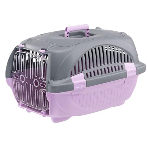 Ferplast Caisse de Transport Chat RIDER, Cage de Transport Chiens Petits et Chats jusqu'à 7 kg, Porte Transparente Antichoc, Fentes d'aération, Boite Panier Transport, 34 x 50,7 x h 30 cm, Rose - Image 3
