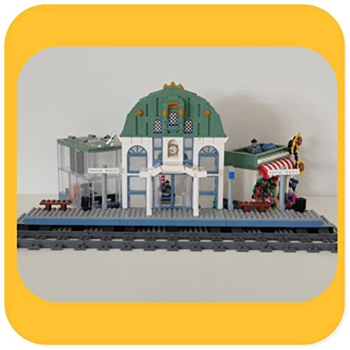 myBrickZ 0001 Large Train Station with Flower Shop, 1.120 Building Block, Gift for Boys and Girls, Compatible with Lego, MOC House for Train and City, City Building Set Bricks - Image 8