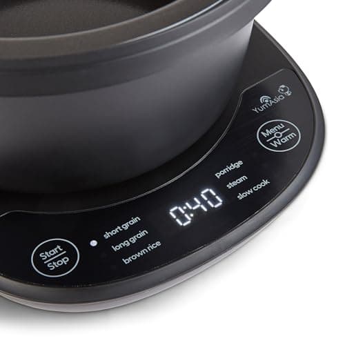 Yum Asia Kotori Donburi Mini Rice Cooker with Advanced Fuzzy Logic, Ninja Ceramic Bowl (1 Cup, 0.18L), 3 Rice Functions, 3 Multicooker Functions, LED Display, 220-240V (Charcoal Black) - Image 5