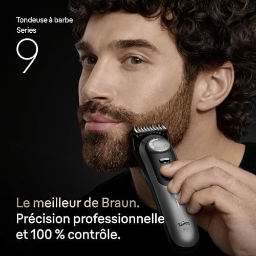 Braun Tondeuse À Barbe Series 9, + 7 Outils De Barbier, Mode PowerBoost, Lame ProBlade, 180 Min D'autonomie, Dégradé, 50 Longueurs, Molette De Précision Et Verrouillage, Étanche, BT9520, Chrome - Image 3