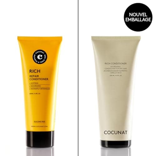 COCUNAT - Après-shampooing Rich - Cheveux Secs, Abîmés ou Colorés - Pointes Ouvertes- Sans Frisottis - Sans Silicone - Hydratation- Convient pour la Méthode Curly - Démêle Instantanément- 200 ml - Image 3