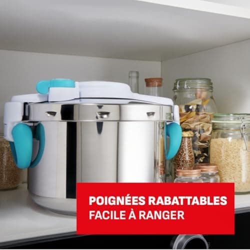 SEB ClipsoMinut' Easy+ 6L, Easy One-Hand Open, Space Saving, Induction Pressure Cooker, Made in France, Stainless Steel Pressure Cooker, Blue P4900716 - Image 7