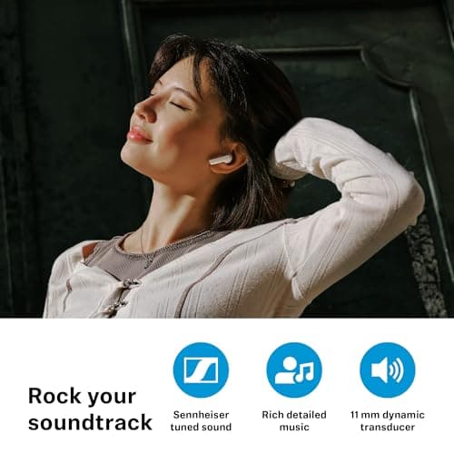 Sennheiser ACCENTUM Open Wireless Earbuds – Wireless Bluetooth Earbuds, Sport Open Ear, Dynamic Sound, Bluetooth 5.3, IPX4, 28 Hours Battery Life, USB-C Charging Box, Cream - Image 6