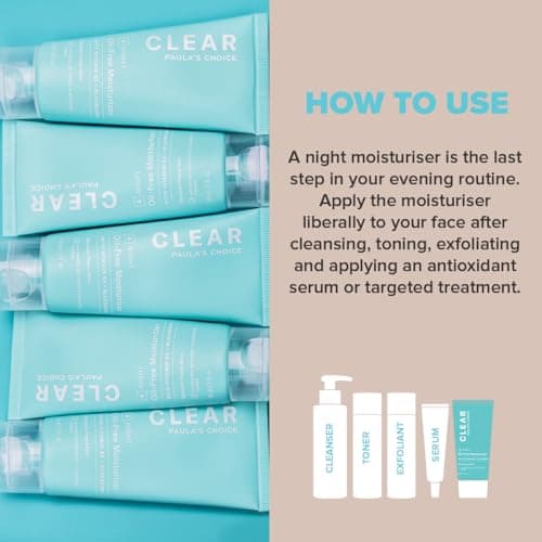 Paula's Choice CLEAR Oil Free Crème de Nuit - Hydratante Visage Réduit les Points Noirs - Lotion légère - Niacinamide & Ceramide - Peaux à Tendance Acnéique et Mixtes à Grasses - 60 ml - Image 5