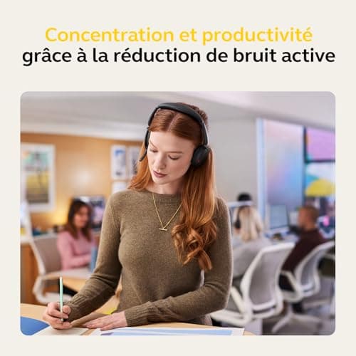Jabra Evolve2 65 Flex, Casque Bluetooth sans Fil, avec Technologie à réduction de Bruit ClearVoice et ANC Hybride, Design Léger, Adaptateur USB-C, 20h Autonomie, Certifié MS Teams, Noir - Image 8
