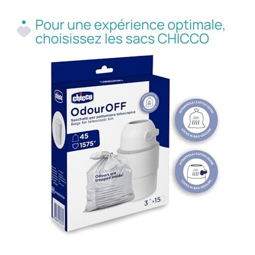 Chicco Telescopic Nappy Bin, Compact Odour Proof, Nappy Disposal, Foldable and Space-Saving Bin, No Need for Refills, Uses Normal Bin Liners, Grey - Image 8
