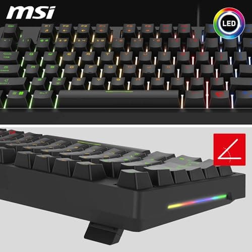 MSI Forge GK320 FR Mechanical Gaming Keyboard - French AZERTY, Interchangeable Red (Linear) Switches, Magnetic Cover, Ergonomic Keys, RGB LED, USB 2.0 – Full Size - Image 6