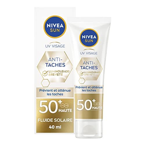 NIVEA SUN Fluide UV visage Luminous 630 FPS 50+ (1 x 40 ml), Protection solaire anti taches à la formule légère et non grasse, Soin visage anti-âge protecteur quotidien - Image 3