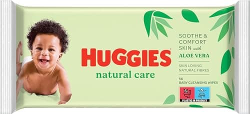 Huggies Natural Care Baby Wipes - 10 Packs of 56 Wipes (560 Wipes) - Natural Absorbent Fibres - Hypoallergenic - Alcohol Free - Aloe Vera - Prevents Irritation - Image 4