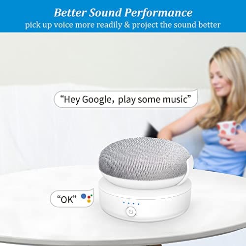 PlusAcc Battery Base Compatible with Google Nest Mini - Portable Outdoor Battery Holder Accessory for Kitchen and Garden, Power 9 Hours Playtime (White) - Image 8