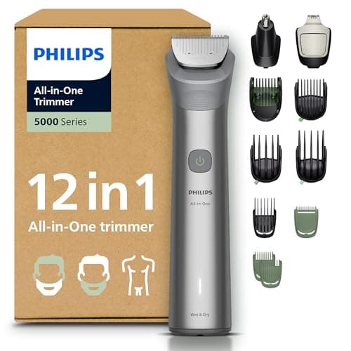 Philips Multigroom série 5000 Tondeuse tout-en-un 12 accessoires – tondeuse pour barbe, cheveux et corps, lames en métal auto-affûtées, 20 hauteurs de coupe (0,5-20 mm), modèle MG5952/30 - Image 3