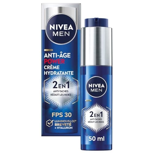 NIVEA MEN Crème hydratante Power 2-en-1 LUMINOUS630® anti-âge & anti-taches (1 x 50 ml), Crème visage pour homme enrichie en acide hyaluronique, Soin de jour SPF 30 pour toutes les peaux - Image 2