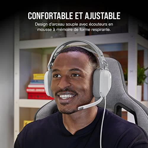 Corsair HS80 RGB USB Premium Gaming Headset with Dolby 7.1 Surround Sound (Broadcast Quality Microphone, Breathable Microfibre Fabric, High-Fidelity Audio, Durable Construction) White - Image 6