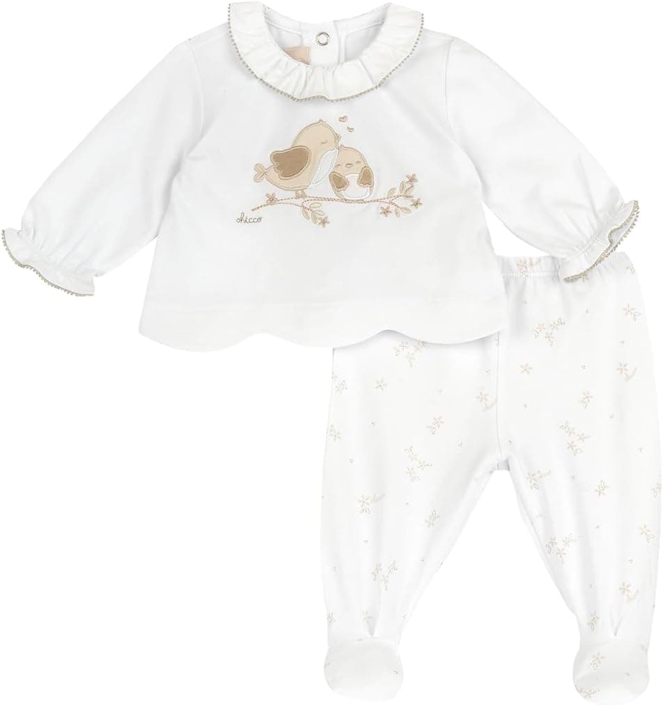 Chicco, Baby Set, Wrap and Footed Trousers in Soft Cotton, Ideal for Spring and Autumn, Newborn Gift Ideas, Designed in Italy, ClothesBaby 0-24 Months - Image 1