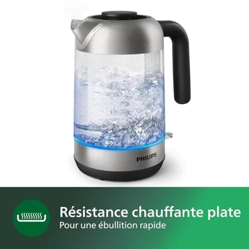 Philips 5000 Series Glass Electric Kettle - 1.7L Capacity, Flat Resistance for Fast Boiling, Anti-Limescale Sieve, 360° Wireless Base, Removable Lid, Blue Indicator Light (HD9339/80) - Image 7