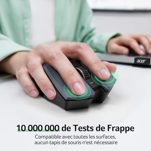 acer Wireless Mouse, Ergonomic 2.4GHz Computer Mouse with Mini USB Receiver, Wirless Mouse Optical USB, 1600 DPI Adjustable, 6 Buttons, Compatible with PC/Mac/Laptop/Chromebook - Image 7