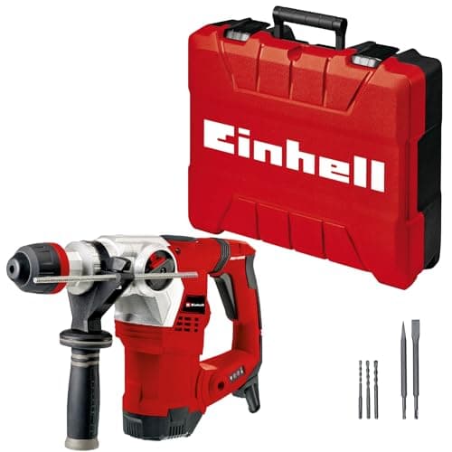 Einhell TE-RH 32 4F Hammer Drill Kit (1250 W, 5.0 Joules, Concrete Drilling Power, SDS-Plus, Anti-Vibration Handle, with Electronic Box, 3 Drills, Sharp Chisels), Red - Image 2