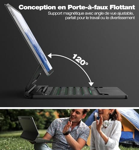 Dexnor Keyboard Tablet for Samsung Galaxy Tab S10+ Plus/S9+ Plus/S9 FE+ Plus/S8+ Plus/S7 FE/S7+ Plus 12.4 Inch Magic Style Keyboard with Magnetic Backlit Trackpad French AZERTY Black - Image 5