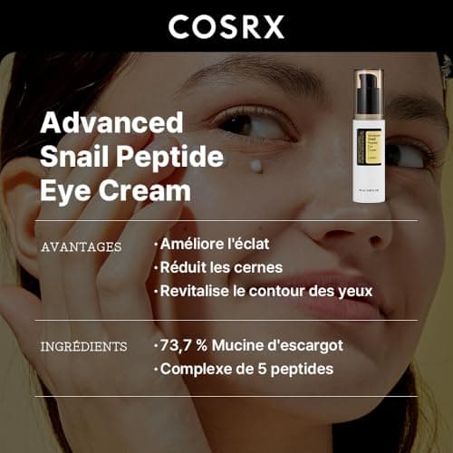 COSRX Snail Peptide Eye Cream with 73.7% Snail Mucin and Niacinamide - Brightening Korean Night Cream for Fine Lines and Dark Circles, Korean Skincare - Image 4