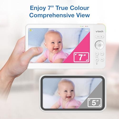 VTech VM7467 Baby Monitor with 7" LCD Screen, Panoramic Tilt Remote Zoom, 178° Wide Angle View, Soothing Sounds and Lullabies, Multi-Color Night Light, Two-Way Talk, - Image 6