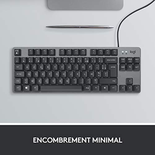 Logitech K835 TKL Wired Aluminium Mechanical Keyboard – Tenkeyless Keyboard without Numeric Keypad for PC, with Compact and Comfortable Design, Linear Switches, French AZERTY – Grey - Image 4