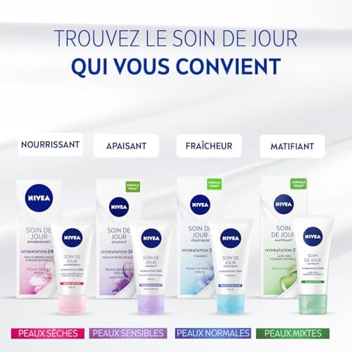 NIVEA - Soin De Jour Fraîcheur - Crème Visage FPS 15 - Hydratation Intense 24H - Repulpe & Rafraîchit - Vitamine E & Extrait De Lotus - Texture Légère - Peaux Normales - 50 ml - Image 7