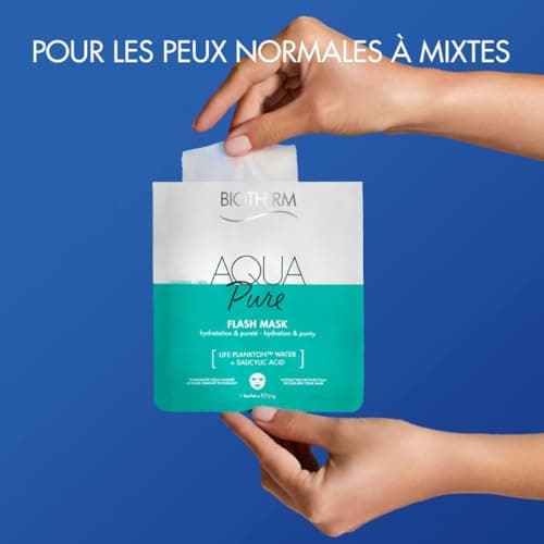 Biotherm, Aqua Pure Flash Mask, Instant Hydration & Purity Tissue Mask, Deep Moisturizes & Purifies Skin, Enriched with Salicylic Acid & Biotech Plankton, All Skin Types - Image 3