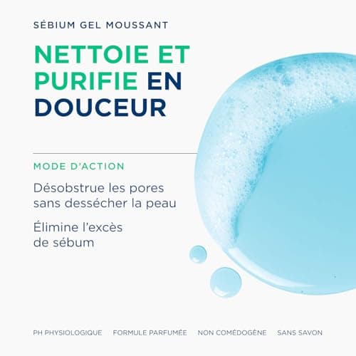 BIODERMA Sébium Gel Moussant – Nettoyant purifiant doux – Élimine l’excès de sébum et les impuretés – Peaux mixtes à grasses – Prescrit par des dermatologues – Flacon-pompe 500 ml - Image 4