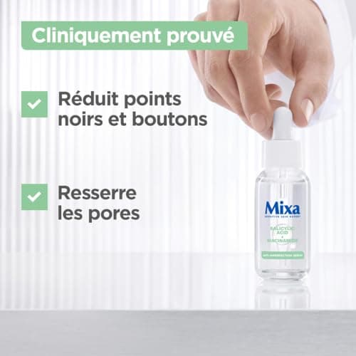 Mixa Sérum Concentré Anti-Imperfections, Sérum Visage avec Niacinamide et Acide Salicylique - Réduit Boutons, Points Noirs, Pores Resserrés, Convient aux Peaux Sensibles et à Imperfections, 30ml - Image 3