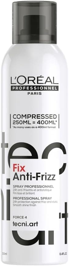 L'OREAL PROFESSIONNEL - Spray Coiffant Fix Anti-Frizz Tecni Art - Anti-Frisottis & Anti-Humidité - Fixation Forte 24h & Sans Résidus - Tous Types de Cheveux - 250 ml