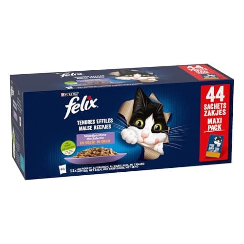 FELIX | Tendres Tapered | Jelly | Adult Cat | 100% Complete and Balanced Recipe | Selection with Salmon, Chicken, Duck and Cod | Fresh Sachets | Box of 44 x 85g - Image 5