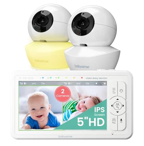 Babysense Baby Monitor HD Video Monitor - 5" Split Screen Baby Monitor with 2 720P Cameras, Two-Way Audio Talk, Long Range, Adjustable Nightlight, Night Vision, Lullabies - Image 2