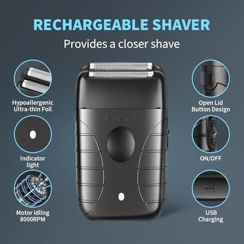 KEMEI Dual Leaf Electric Razor for Men, Cordless Barber Shaver USB Rechargeable, Up to 180 Minutes Use - Image 8