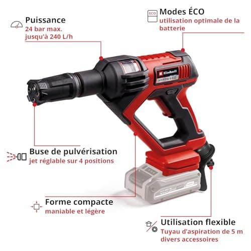 Einhell HYPRESSO 18/24-1 Power X-Change Cordless Medium Pressure Cleaner Gun (18 V, 24 Bar, Mobile Cleaning and Watering, Flow 240 l/h, Accessories Included, Without Battery or Charger) - Image 4