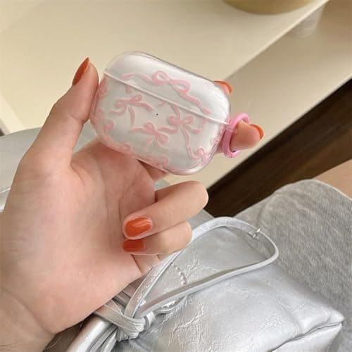 Compatible with AirPods Pro 3 Case Generation Cute Bow Aesthetic Design Shockproof Transparent Key Ring Cover Soft Case for Airpods Pro 3 - Transparent - Image 2