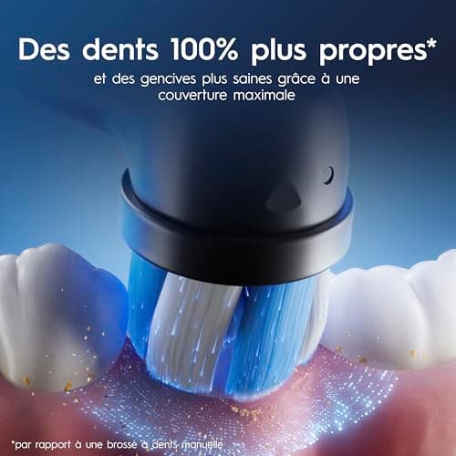Oral-B Brosse A Dents Electrique iO 6 Noire, 5 Modes De Brossage Dont Blancheur Et Soin Des Gencives, Capteur De Pression, Ecran Interactif, 2 Brossettes De Rechange Oral B, Etui De Voyage - Image 7